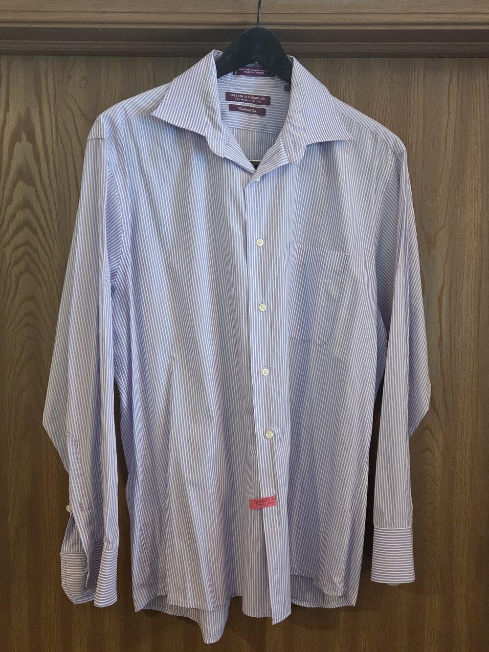 Forsyth of Canada Striped Dress Shirt 16 32/33 Tailored Fit Cotton